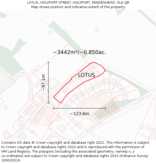 LOTUS, HOLYPORT STREET, HOLYPORT, MAIDENHEAD, SL6 2JR: Plot and title map