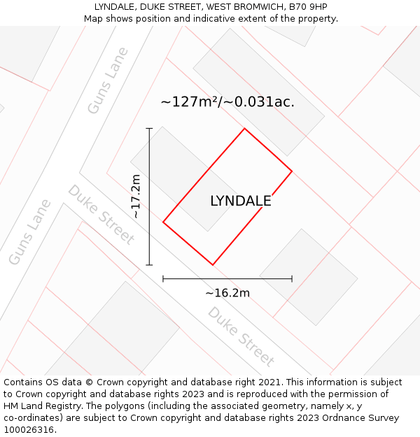 LYNDALE, DUKE STREET, WEST BROMWICH, B70 9HP: Plot and title map