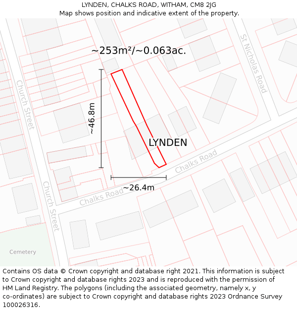 LYNDEN, CHALKS ROAD, WITHAM, CM8 2JG: Plot and title map