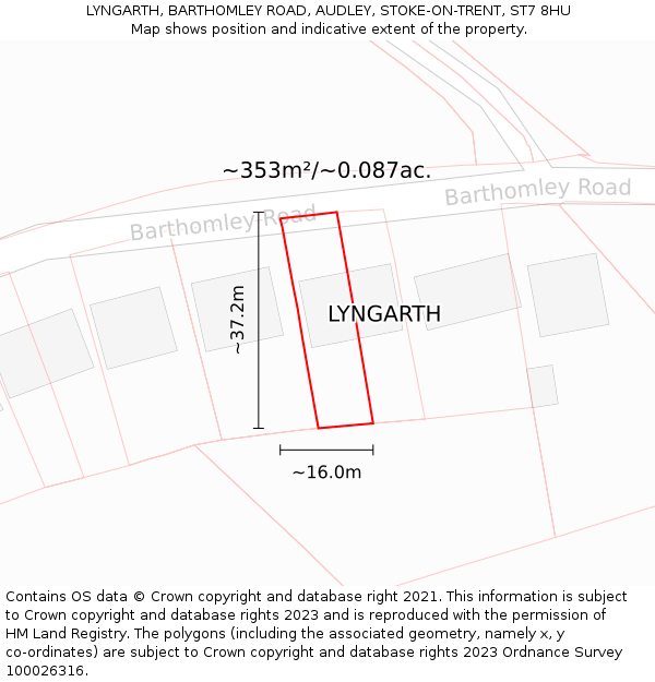 LYNGARTH, BARTHOMLEY ROAD, AUDLEY, STOKE-ON-TRENT, ST7 8HU: Plot and title map