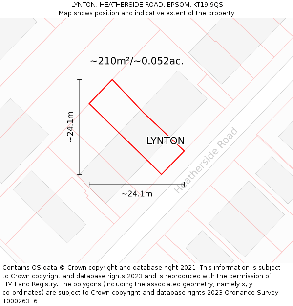 LYNTON, HEATHERSIDE ROAD, EPSOM, KT19 9QS: Plot and title map
