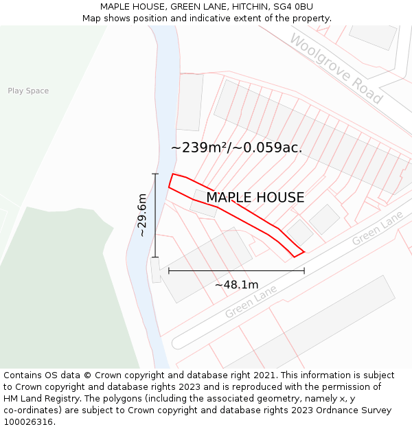 MAPLE HOUSE, GREEN LANE, HITCHIN, SG4 0BU: Plot and title map