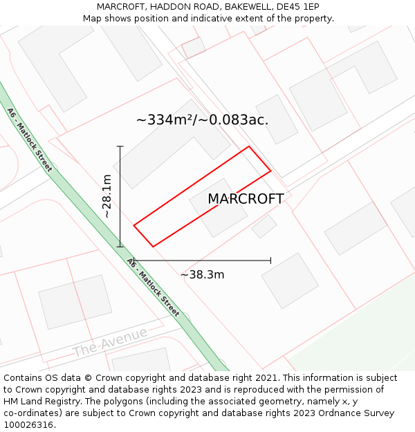 MARCROFT, HADDON ROAD, BAKEWELL, DE45 1EP: Plot and title map