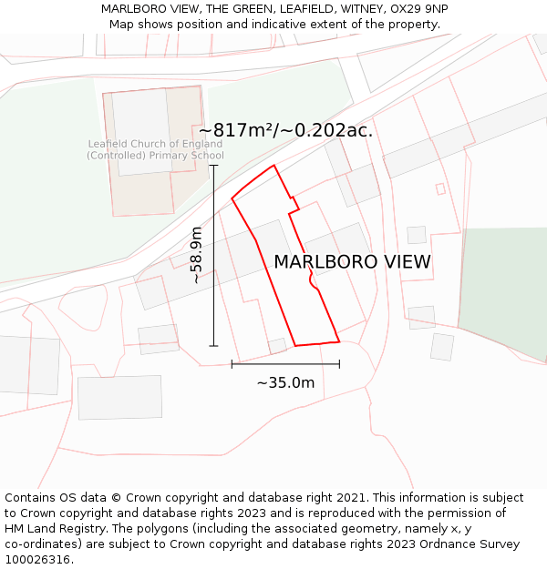 MARLBORO VIEW, THE GREEN, LEAFIELD, WITNEY, OX29 9NP: Plot and title map