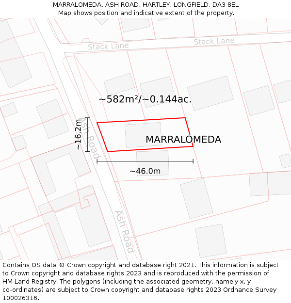 MARRALOMEDA, ASH ROAD, HARTLEY, LONGFIELD, DA3 8EL: Plot and title map