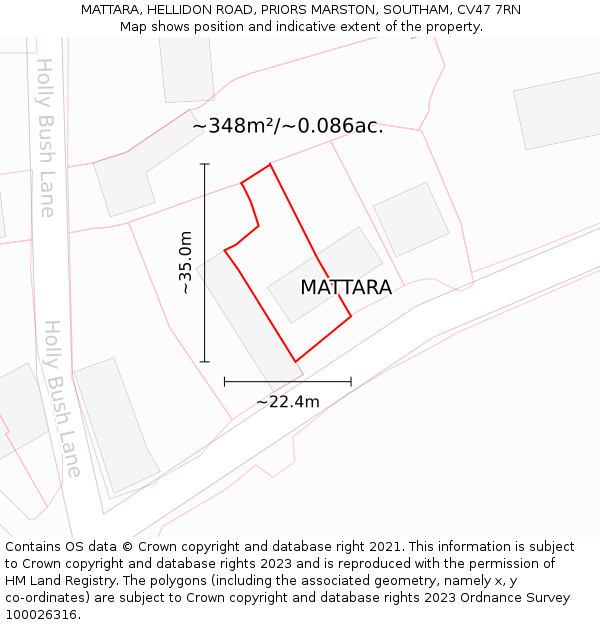 MATTARA, HELLIDON ROAD, PRIORS MARSTON, SOUTHAM, CV47 7RN: Plot and title map