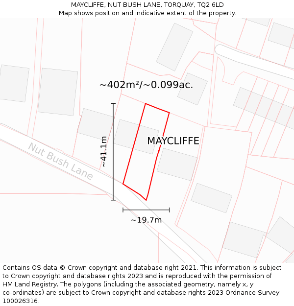 MAYCLIFFE, NUT BUSH LANE, TORQUAY, TQ2 6LD: Plot and title map