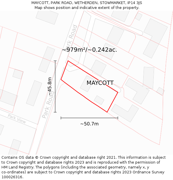 MAYCOTT, PARK ROAD, WETHERDEN, STOWMARKET, IP14 3JS: Plot and title map