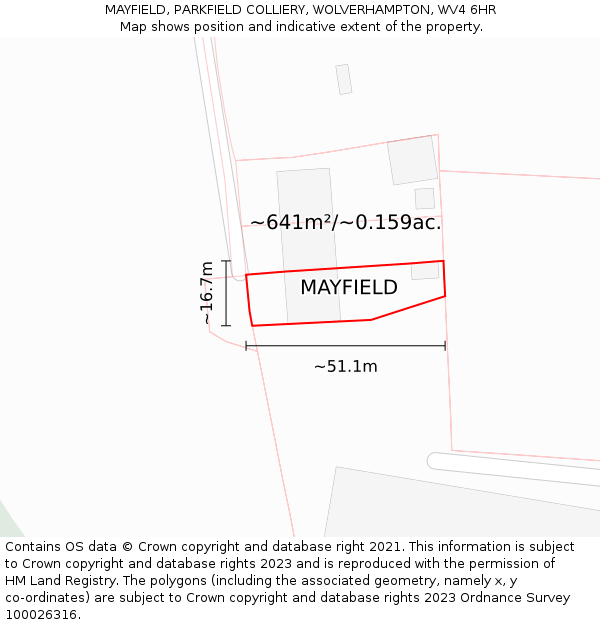 MAYFIELD, PARKFIELD COLLIERY, WOLVERHAMPTON, WV4 6HR: Plot and title map