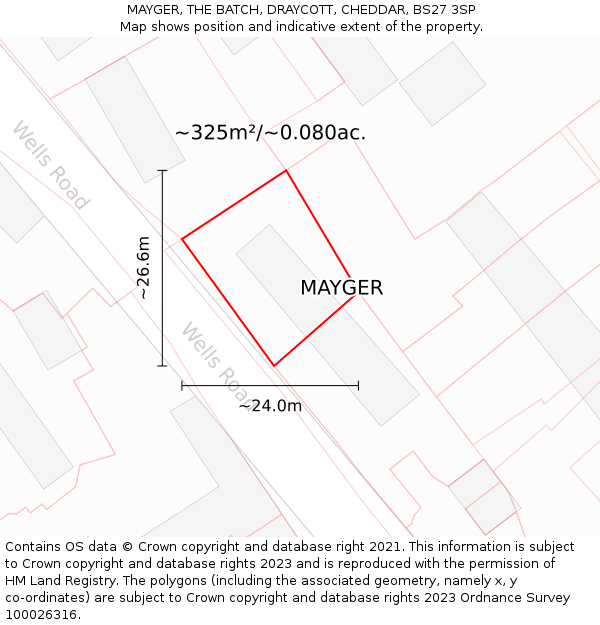 MAYGER, THE BATCH, DRAYCOTT, CHEDDAR, BS27 3SP: Plot and title map