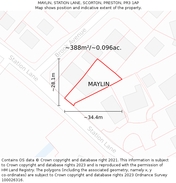 MAYLIN, STATION LANE, SCORTON, PRESTON, PR3 1AP: Plot and title map