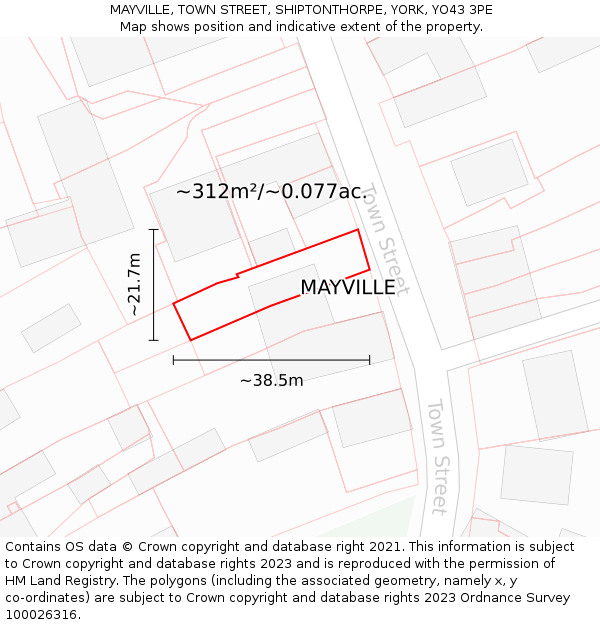 MAYVILLE, TOWN STREET, SHIPTONTHORPE, YORK, YO43 3PE: Plot and title map