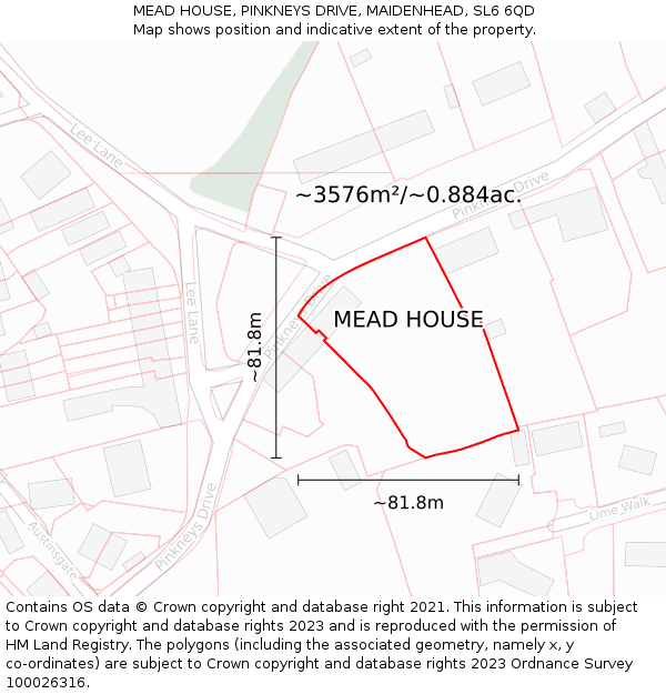 MEAD HOUSE, PINKNEYS DRIVE, MAIDENHEAD, SL6 6QD: Plot and title map