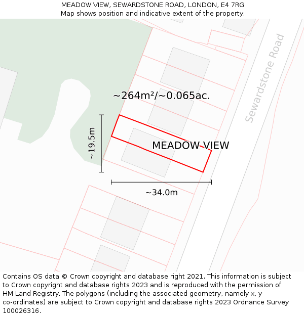 MEADOW VIEW, SEWARDSTONE ROAD, LONDON, E4 7RG: Plot and title map