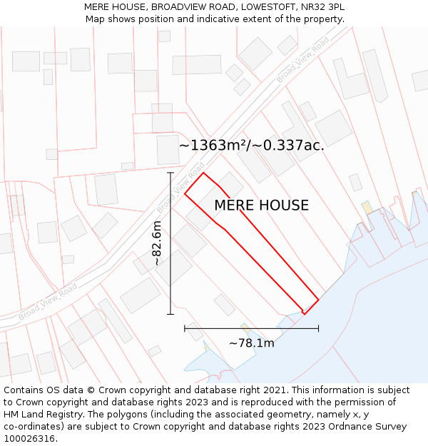 MERE HOUSE, BROADVIEW ROAD, LOWESTOFT, NR32 3PL: Plot and title map