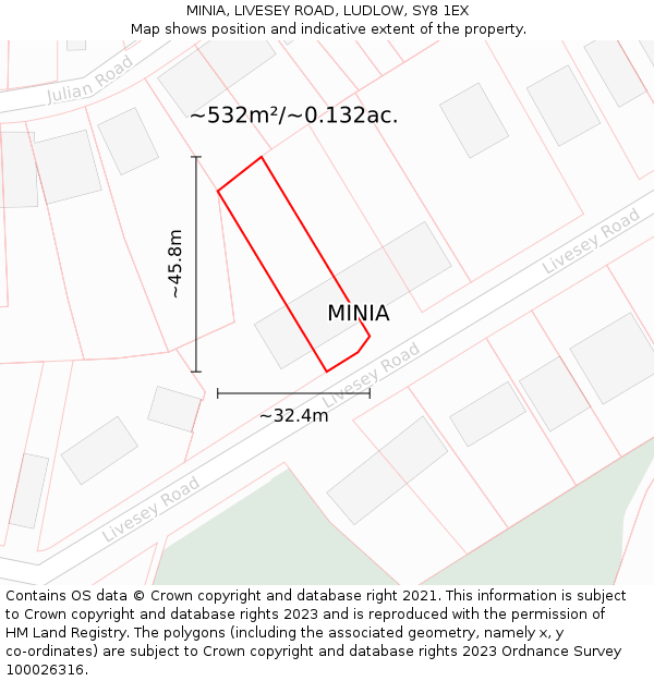 MINIA, LIVESEY ROAD, LUDLOW, SY8 1EX: Plot and title map