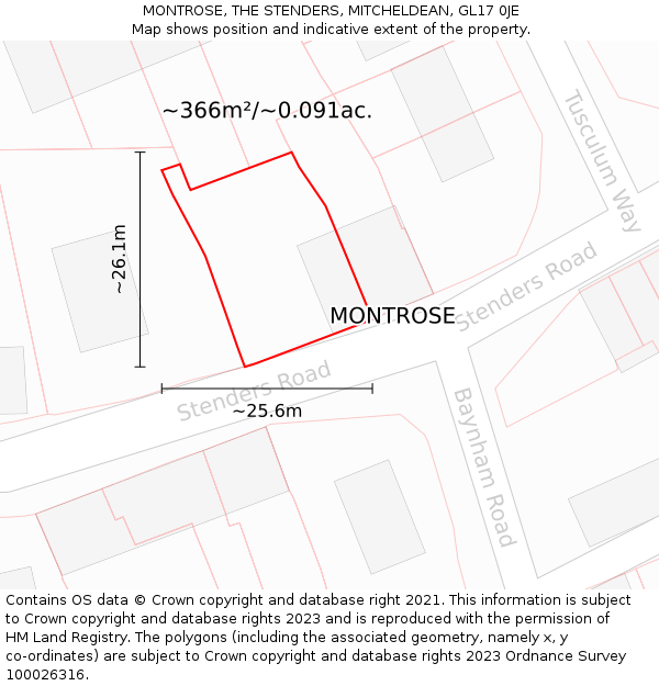 MONTROSE, THE STENDERS, MITCHELDEAN, GL17 0JE: Plot and title map