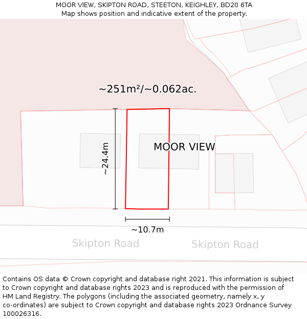 MOOR VIEW, SKIPTON ROAD, STEETON, KEIGHLEY, BD20 6TA: Plot and title map