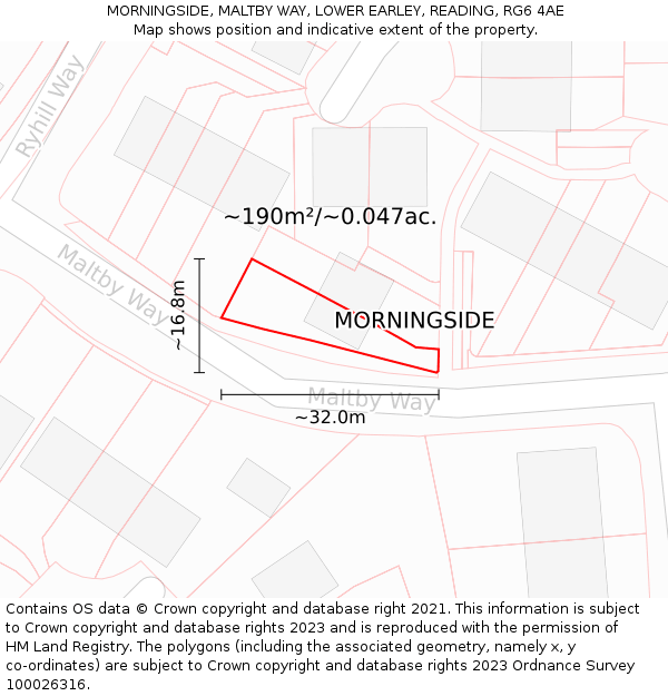 MORNINGSIDE, MALTBY WAY, LOWER EARLEY, READING, RG6 4AE: Plot and title map