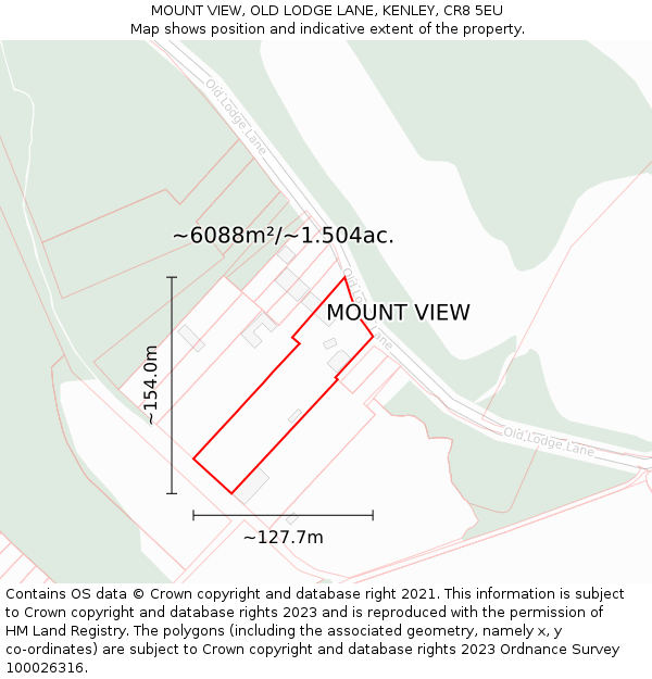 MOUNT VIEW, OLD LODGE LANE, KENLEY, CR8 5EU: Plot and title map