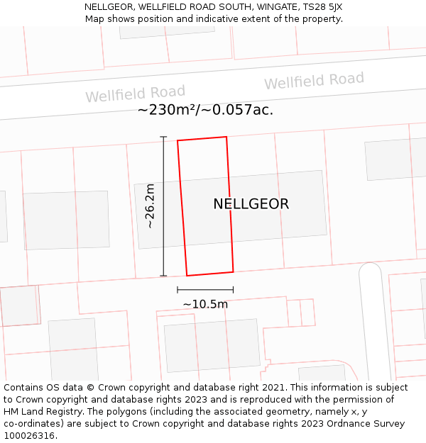 NELLGEOR, WELLFIELD ROAD SOUTH, WINGATE, TS28 5JX: Plot and title map