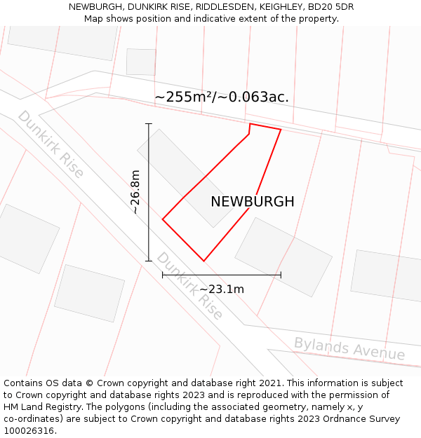 NEWBURGH, DUNKIRK RISE, RIDDLESDEN, KEIGHLEY, BD20 5DR: Plot and title map