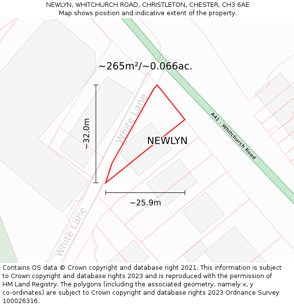 NEWLYN, WHITCHURCH ROAD, CHRISTLETON, CHESTER, CH3 6AE: Plot and title map