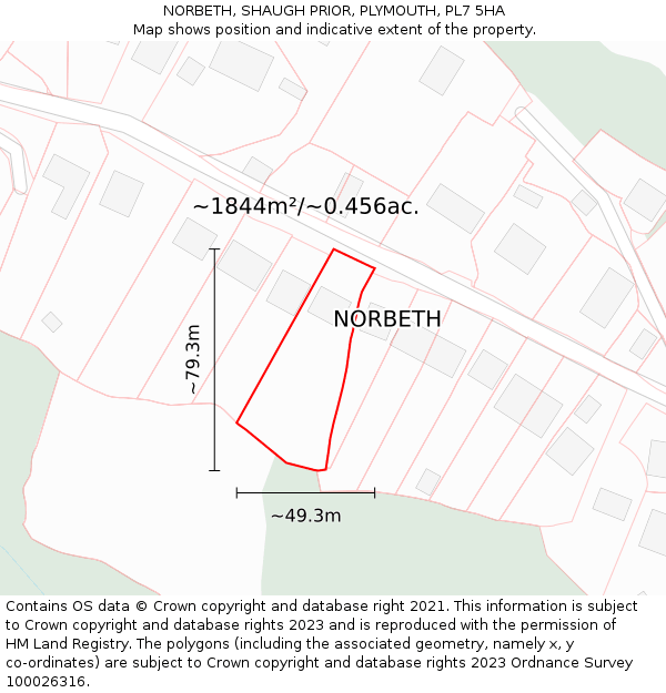 NORBETH, SHAUGH PRIOR, PLYMOUTH, PL7 5HA: Plot and title map