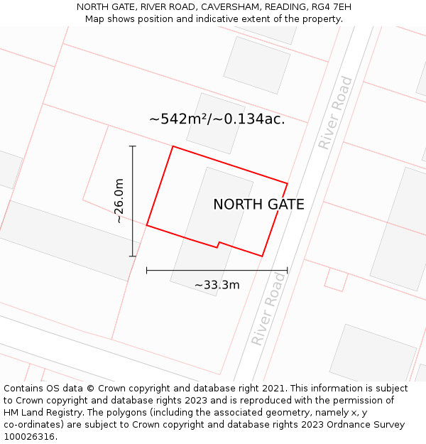 NORTH GATE, RIVER ROAD, CAVERSHAM, READING, RG4 7EH: Plot and title map