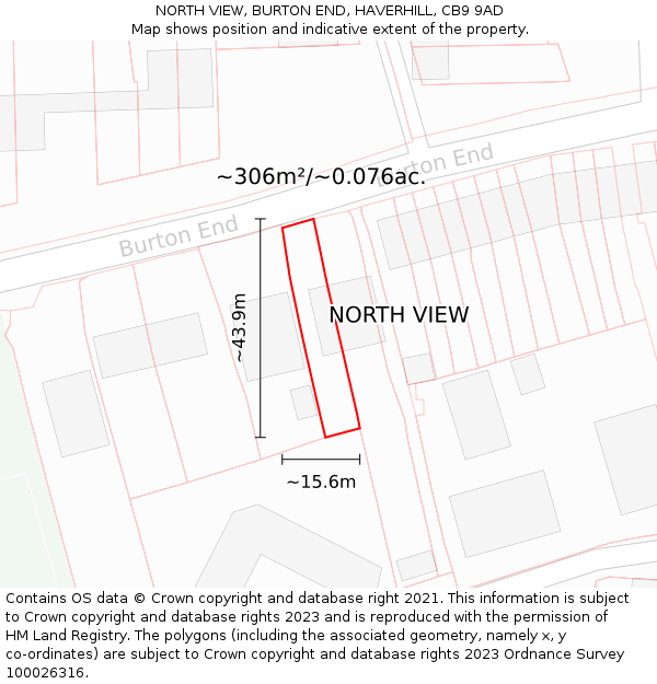 NORTH VIEW, BURTON END, HAVERHILL, CB9 9AD: Plot and title map
