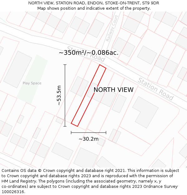 NORTH VIEW, STATION ROAD, ENDON, STOKE-ON-TRENT, ST9 9DR: Plot and title map
