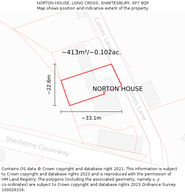NORTON HOUSE, LONG CROSS, SHAFTESBURY, SP7 8QP: Plot and title map