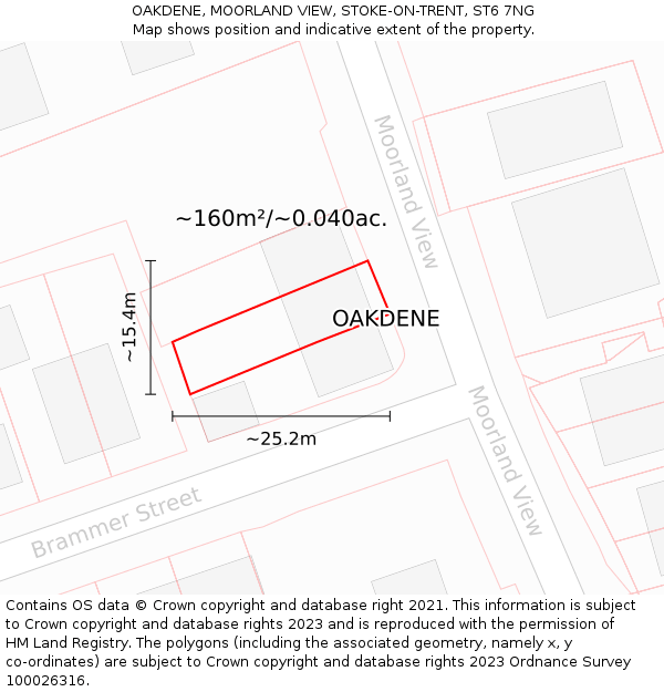 OAKDENE, MOORLAND VIEW, STOKE-ON-TRENT, ST6 7NG: Plot and title map