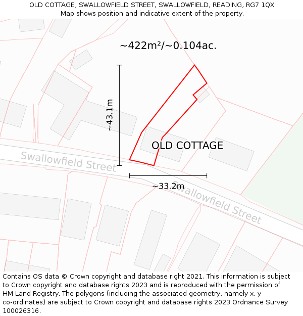 OLD COTTAGE, SWALLOWFIELD STREET, SWALLOWFIELD, READING, RG7 1QX: Plot and title map