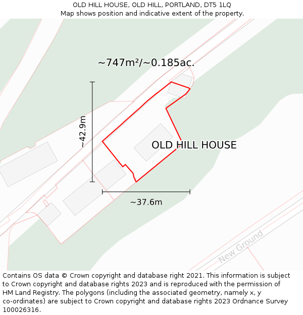 OLD HILL HOUSE, OLD HILL, PORTLAND, DT5 1LQ: Plot and title map