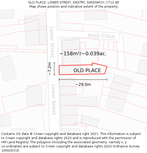 OLD PLACE, LOWER STREET, EASTRY, SANDWICH, CT13 0JF: Plot and title map