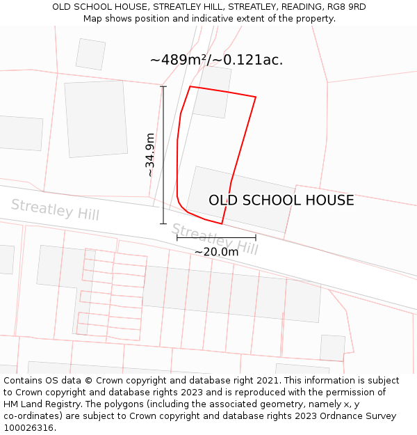 OLD SCHOOL HOUSE, STREATLEY HILL, STREATLEY, READING, RG8 9RD: Plot and title map