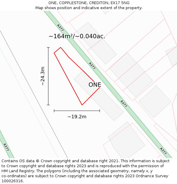 ONE, COPPLESTONE, CREDITON, EX17 5NG: Plot and title map