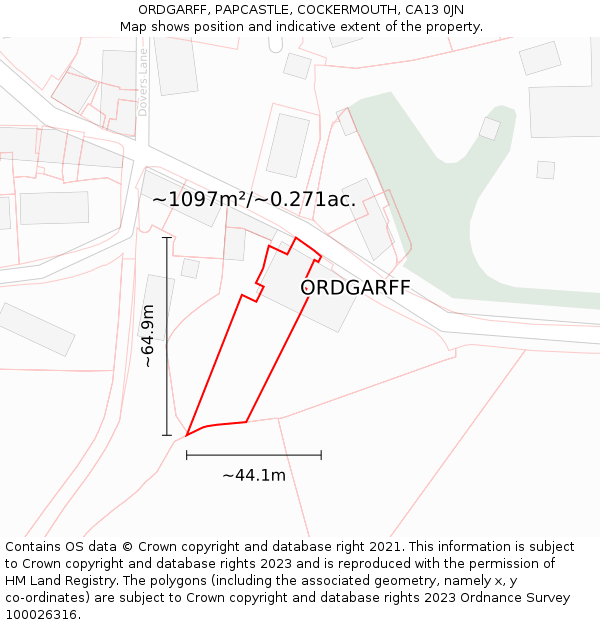 ORDGARFF, PAPCASTLE, COCKERMOUTH, CA13 0JN: Plot and title map