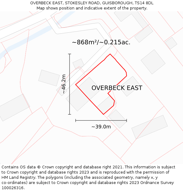OVERBECK EAST, STOKESLEY ROAD, GUISBOROUGH, TS14 8DL: Plot and title map