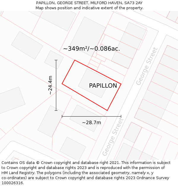 PAPILLON, GEORGE STREET, MILFORD HAVEN, SA73 2AY: Plot and title map
