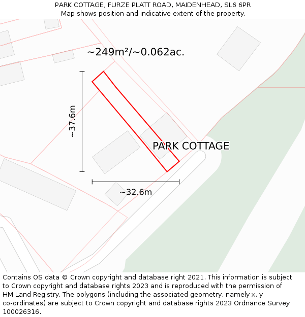 PARK COTTAGE, FURZE PLATT ROAD, MAIDENHEAD, SL6 6PR: Plot and title map