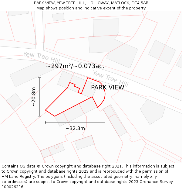 PARK VIEW, YEW TREE HILL, HOLLOWAY, MATLOCK, DE4 5AR: Plot and title map