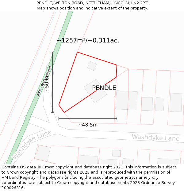 PENDLE, WELTON ROAD, NETTLEHAM, LINCOLN, LN2 2PZ: Plot and title map
