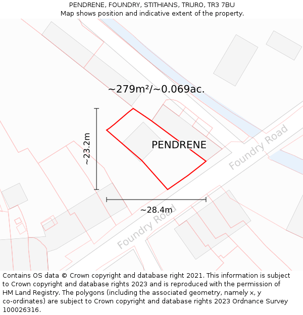 PENDRENE, FOUNDRY, STITHIANS, TRURO, TR3 7BU: Plot and title map