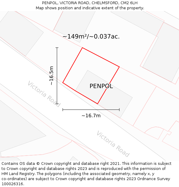 PENPOL, VICTORIA ROAD, CHELMSFORD, CM2 6LH: Plot and title map