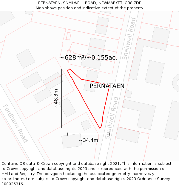 PERNATAEN, SNAILWELL ROAD, NEWMARKET, CB8 7DP: Plot and title map