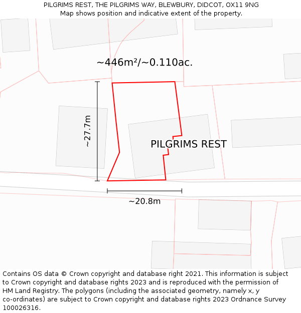 PILGRIMS REST, THE PILGRIMS WAY, BLEWBURY, DIDCOT, OX11 9NG: Plot and title map