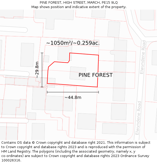 PINE FOREST, HIGH STREET, MARCH, PE15 9LQ: Plot and title map