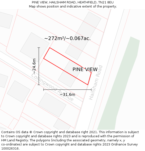 PINE VIEW, HAILSHAM ROAD, HEATHFIELD, TN21 8EU: Plot and title map